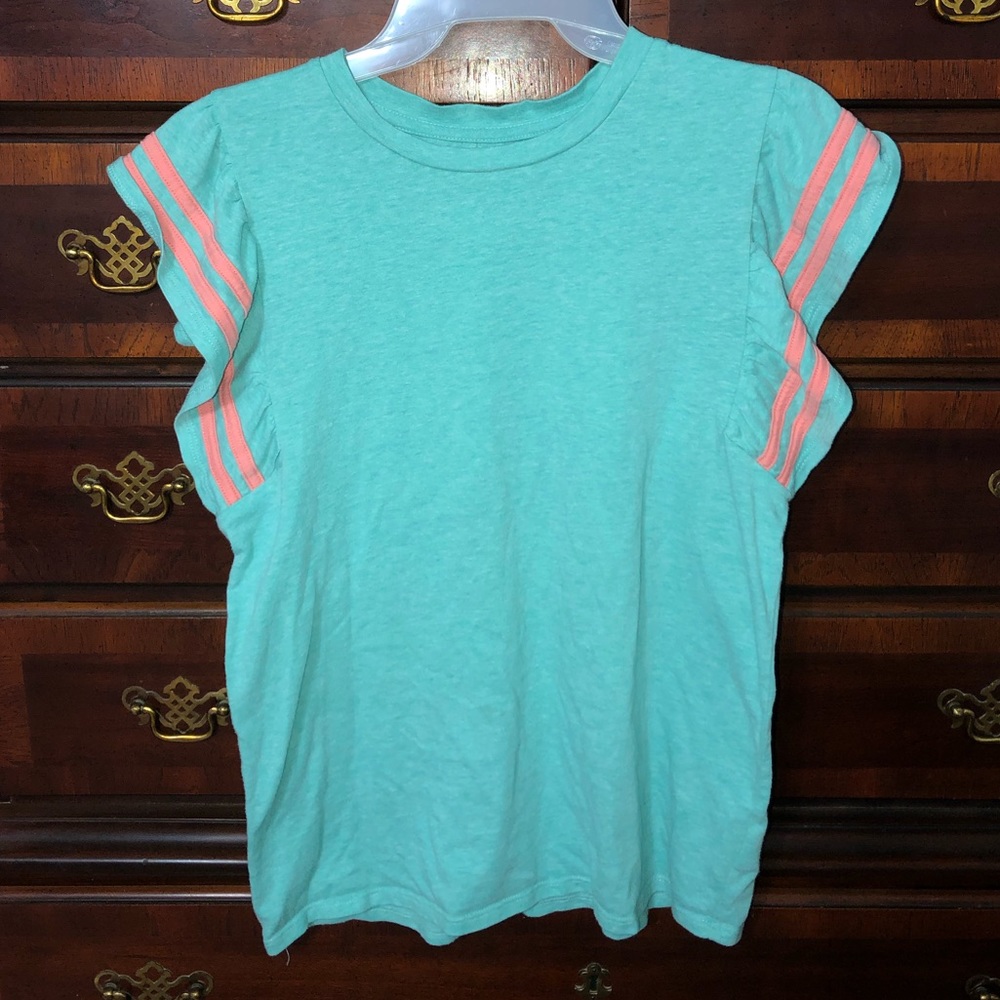Girls Ruffle Sleeve Tee, XL (16)